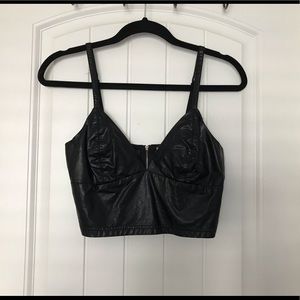 Faux leather crop top